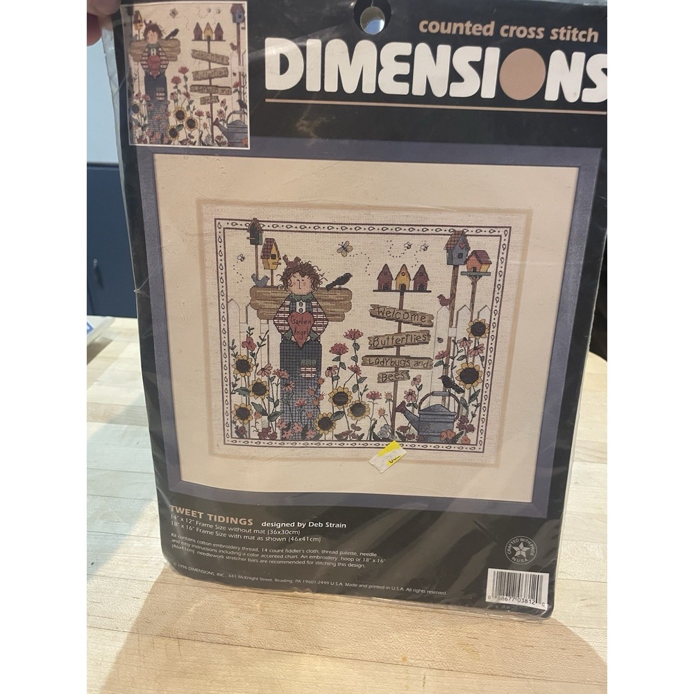 Dimensions Tweet Tidings Cross Stitch Kit Flowers Garden Angel 3812 Sealed